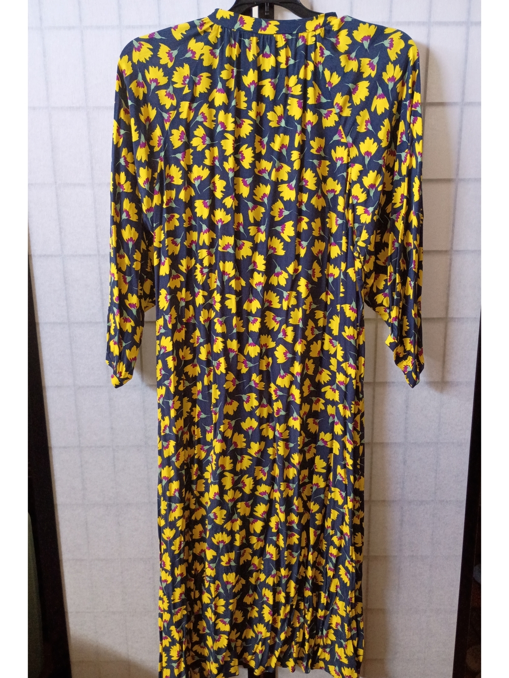 Zara Yellow Floral Maxi Dress with Navy Base - Picture 4 of 5